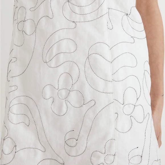 Madewell Goldie Mini Dress in 100% Linen eyelet white embroidered - Picture 4 of 5